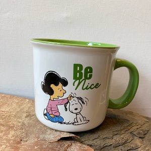 SOLD - Snoopy Lucy “Be Nice” Peanuts Mug Oversized Heavyweight